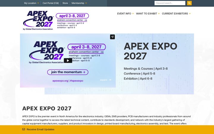 Screenshot van apexexpo.org