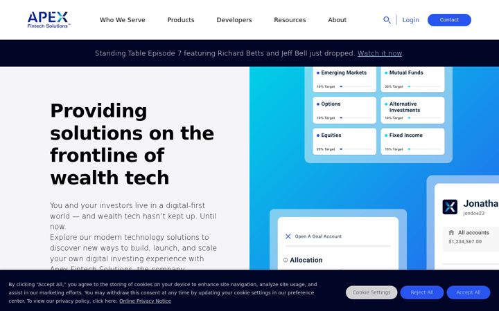 Screenshot of apexfintechsolutions.com