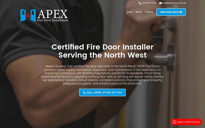Screenshot of apexfiredoors.co.uk