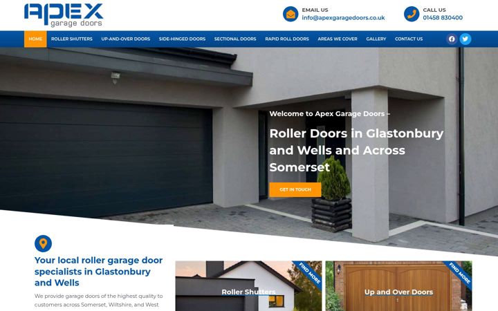 Screenshot of apexgaragedoors.co.uk