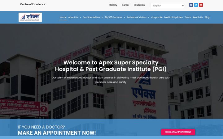 Screenshot of apexhospitalvaranasi.com