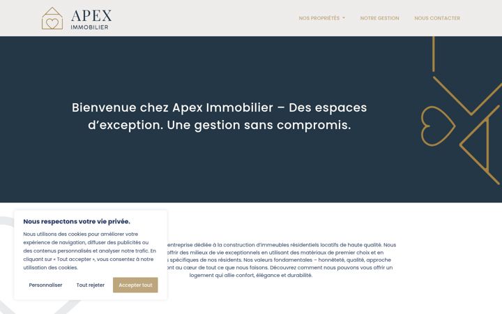 Screenshot of apeximmobilier.com