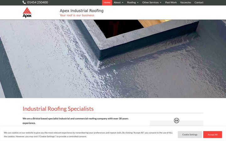 Screenshot of apexindustrialroofing.co.uk