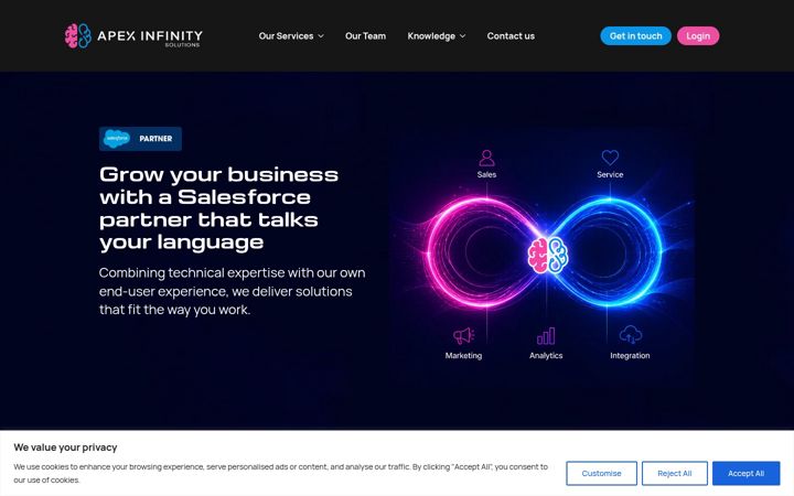 Screenshot of apexinfinitysolutions.com