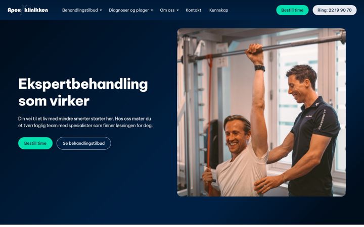 Screenshot of apexklinikken.no