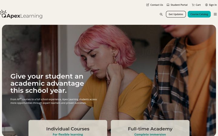 Ekrānuzņēmums no apexlearningvs.com
