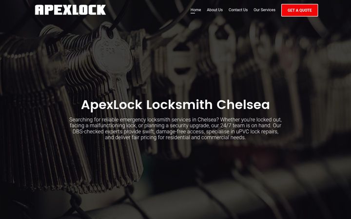 Screenshot of apexlocklocksmithchelsea.co.uk