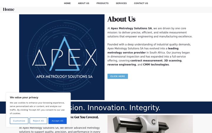 Skjermbilde av apexmetsol-sa.co.za