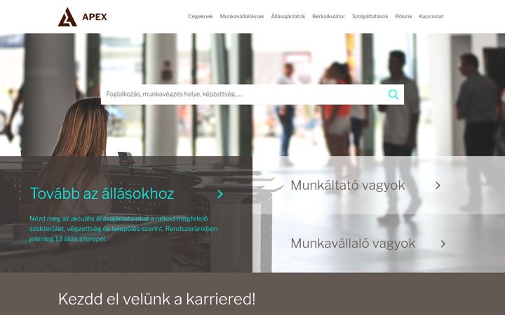 Screenshot ta' apexmunkaero.hu