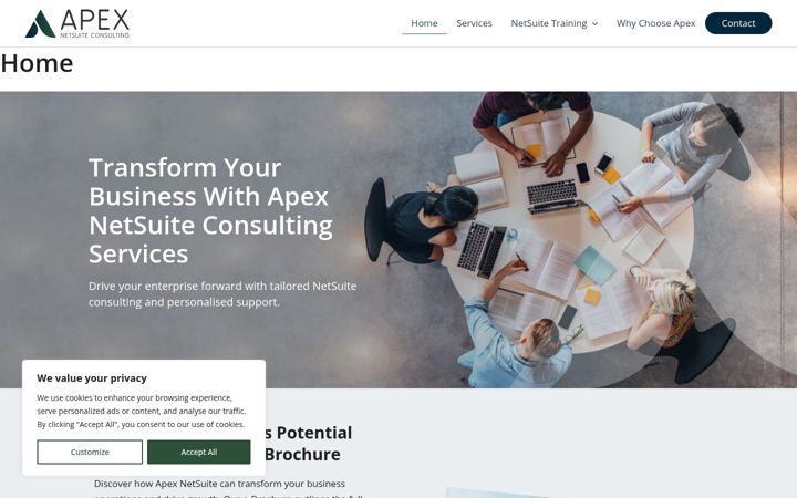 Screenshot of apexnetsuite.com