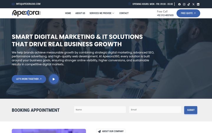 Screenshot of apexora360.com