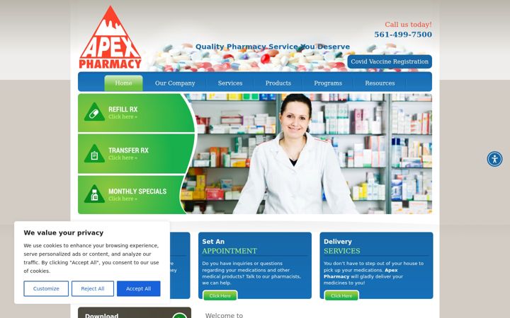 Screenshot ta' apexpharmacy.net