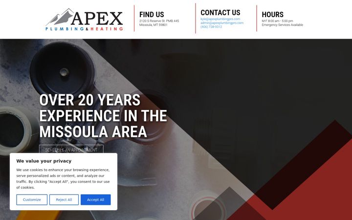 Screenshot ta' apexplumbingpro.com