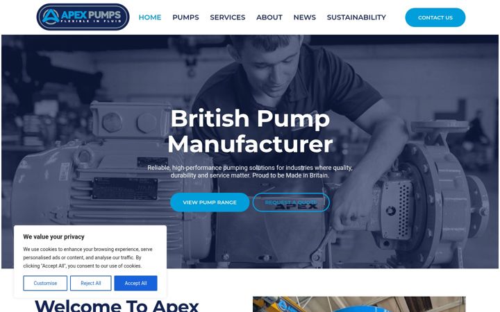 Screenshot of apexpumps.com