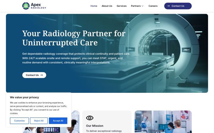Screenshot of apexradiology.com