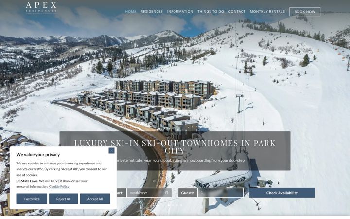 Screenshot of apexresidences.com