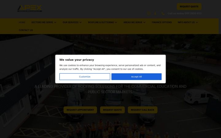 Screenshot of apexroofingspecialists.co.uk
