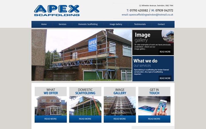 Screenshot of apexscaffoldingservices.co.uk