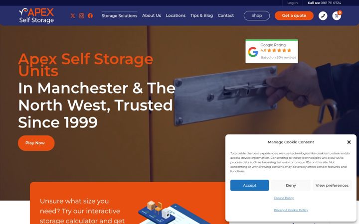 Captura de ecrã de apexselfstorage.co.uk