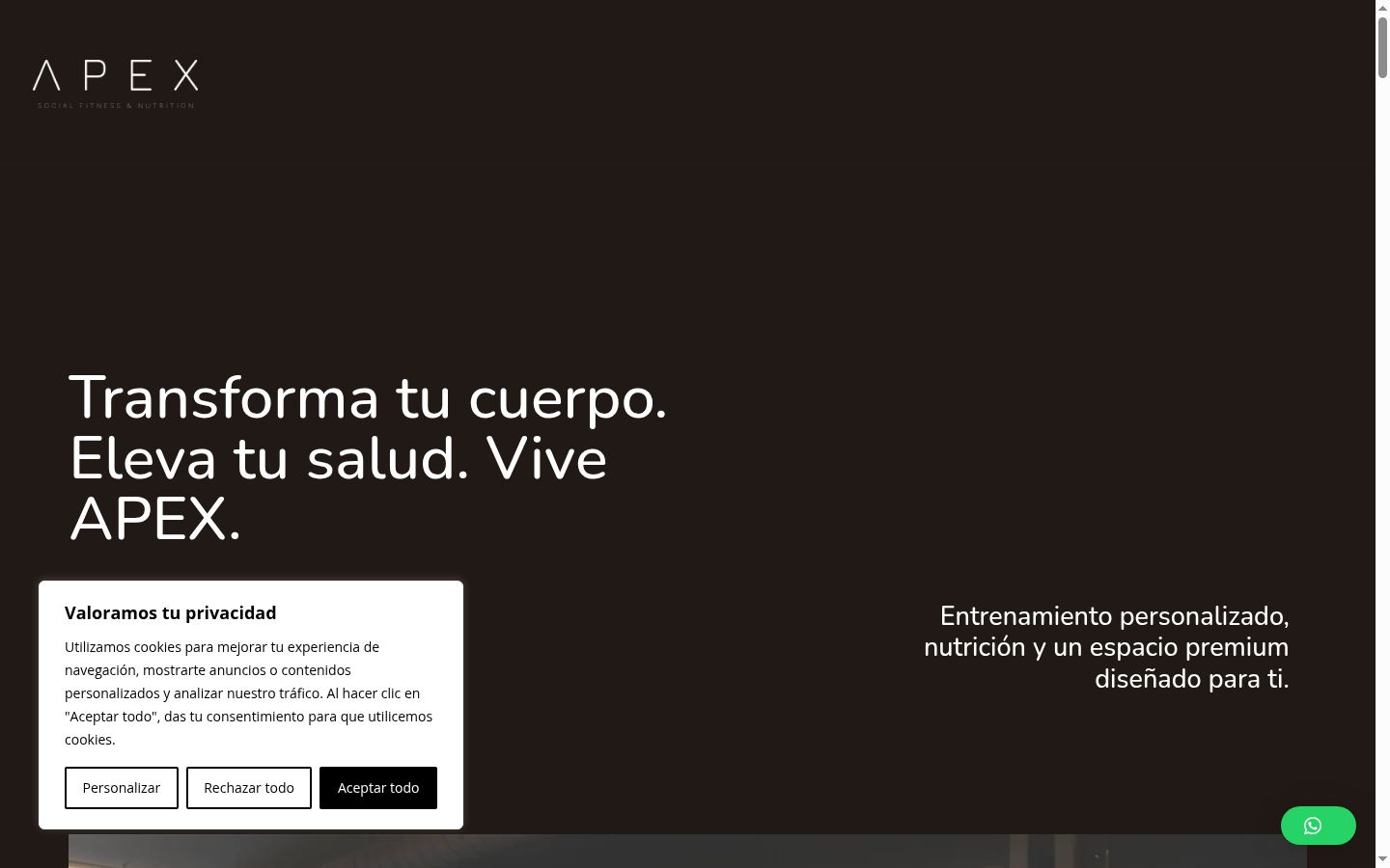 Captura de ecrã do banner de consentimento apresentado antes de qualquer interação