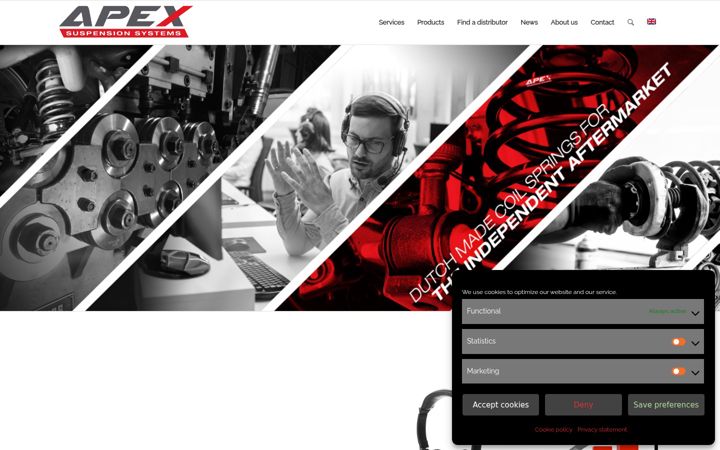 Skærmbillede af apexsuspension.com