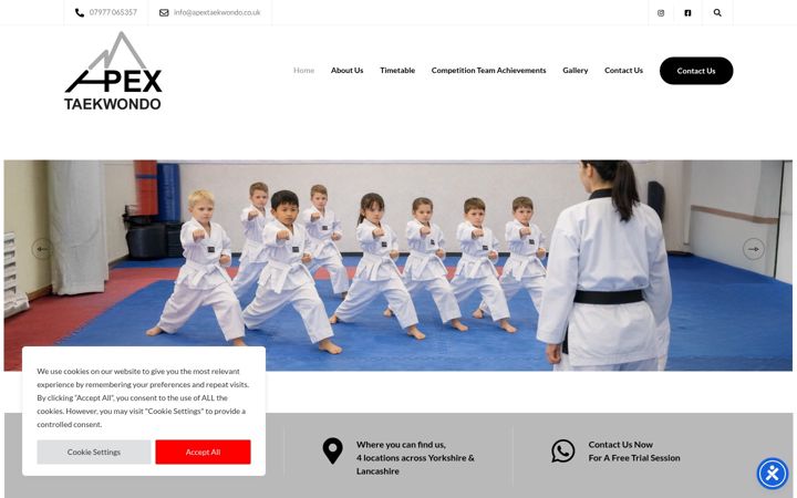 Captura de ecrã de apextaekwondo.co.uk