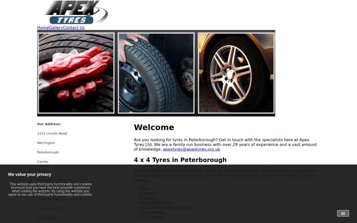 Screenshot of apextyres.org.uk