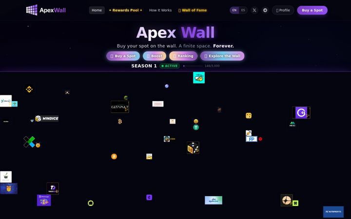 Captură de ecran a apexwall.io