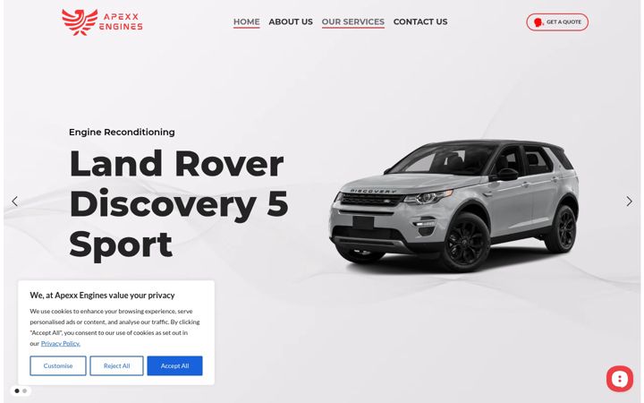 Screenshot ta' apexxengines.co.uk