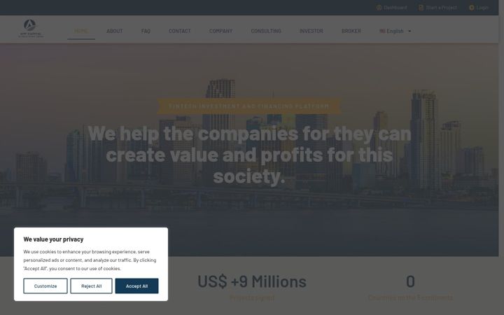 Posnetek zaslona apfcapital.us