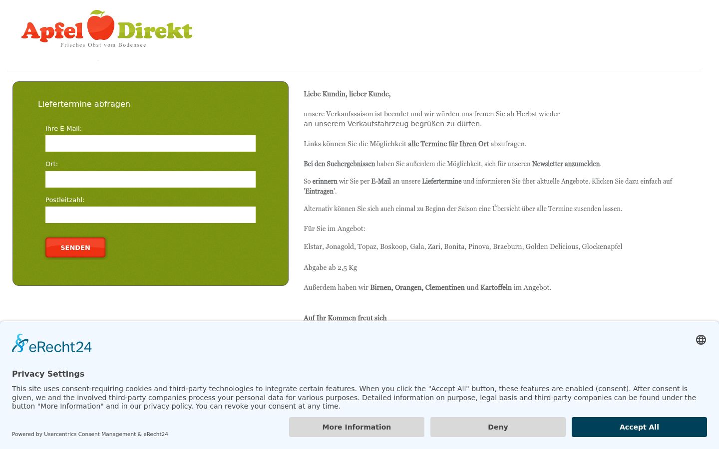 Screenshot tal-banner tal-kunsens muri qabel kwalunkwe interazzjoni
