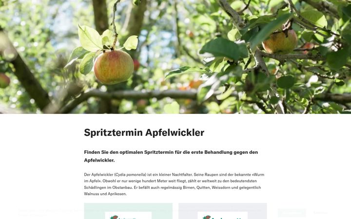 Ekrano kopija apfelwickler.ch