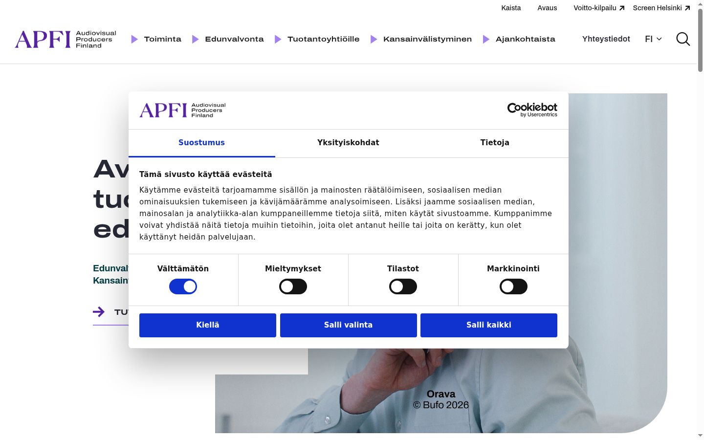 Screenshot van de toestemmingsbanner zoals getoond vóór enige interactie
