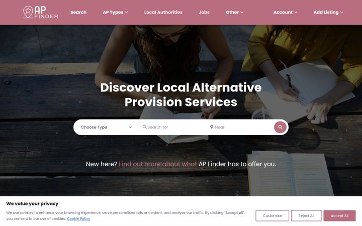 Screenshot of apfinder.co.uk