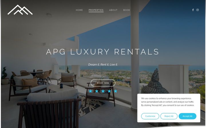 Screenshot of apg-luxuryrentals.com