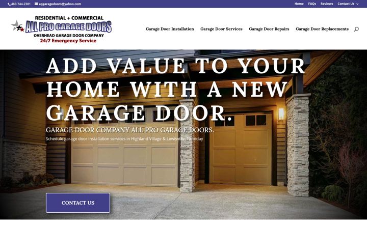 Screenshot of apgaragedoors.com