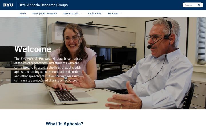 Ekrano kopija aphasia.byu.edu