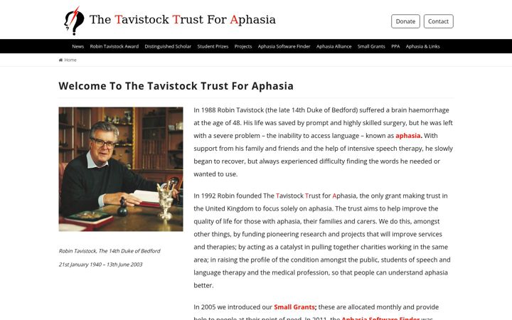 Screenshot of aphasiatavistocktrust.org