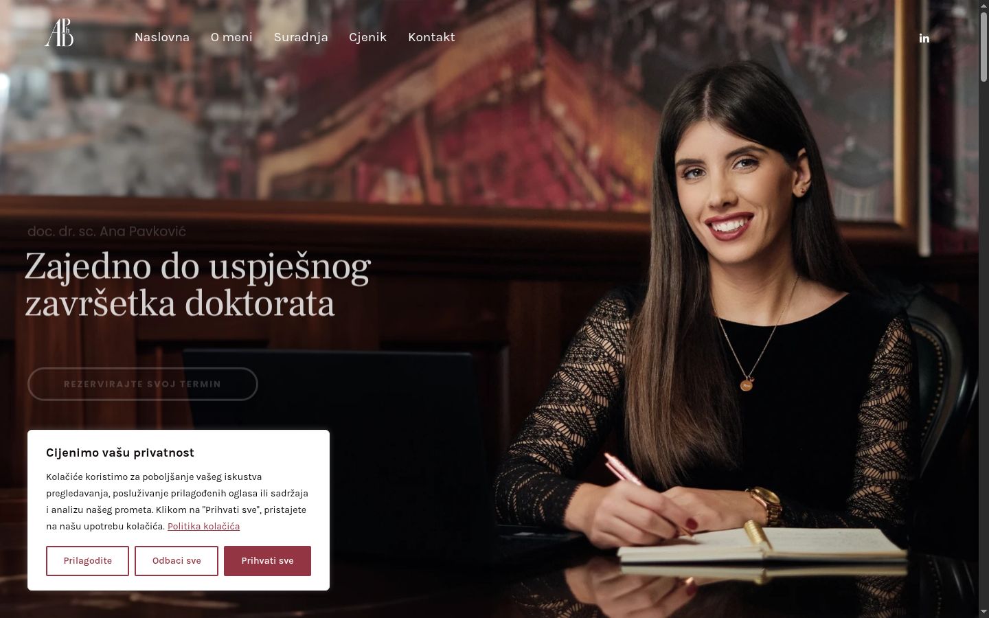 Skærmbillede af samtykkebanneret, som det blev vist før nogen interaktion