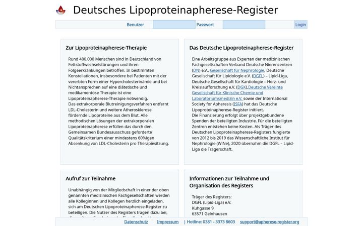 Screenshot of apherese-register.org