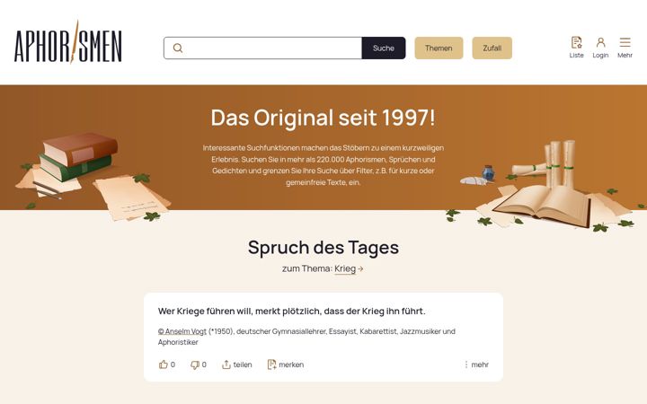 Screenshot of aphorismen.de