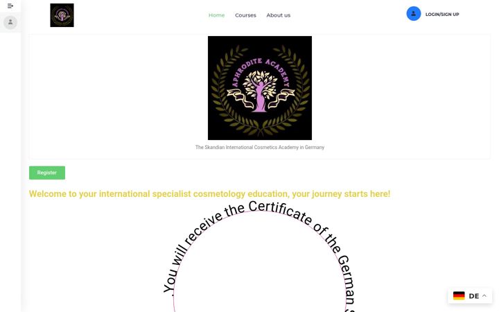 Ekrānuzņēmums no aphroditeacademyonline.com