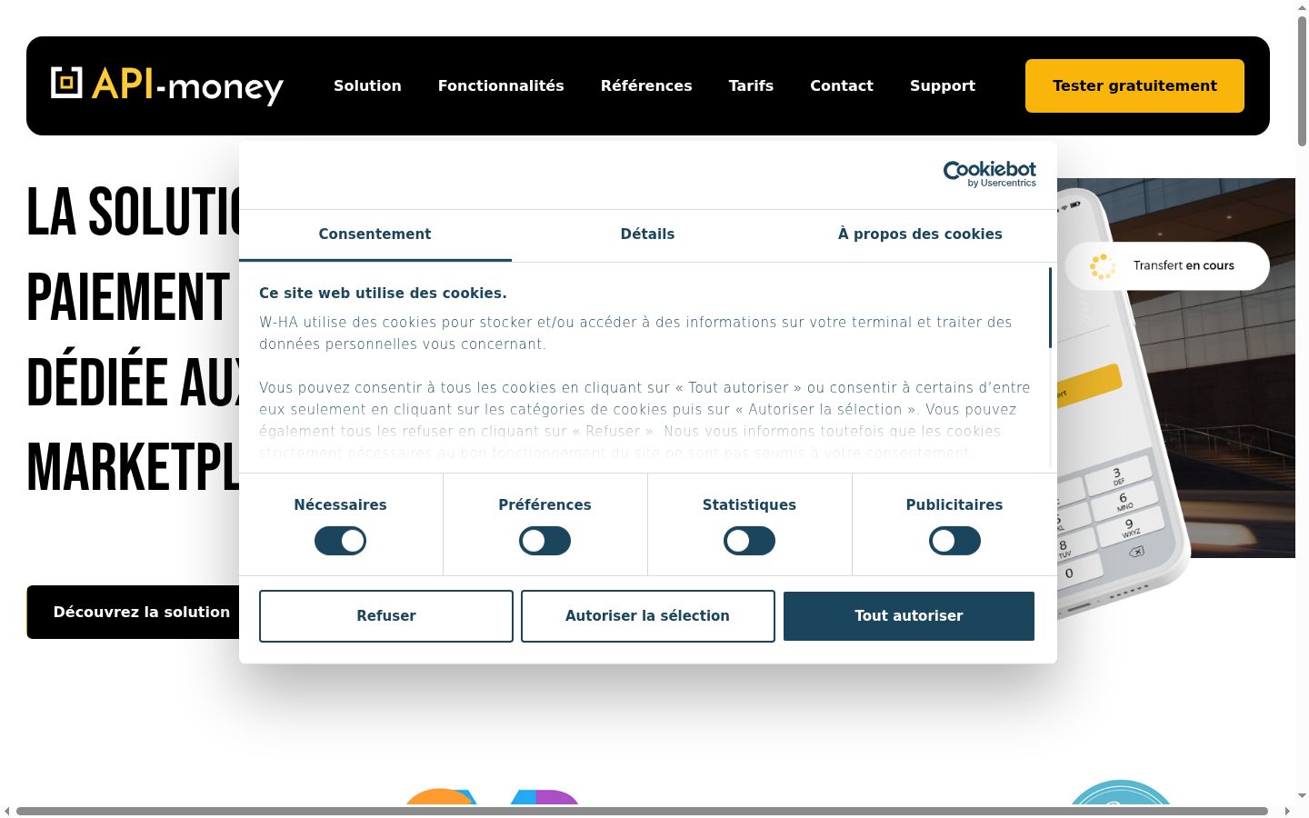 Screenshot of the consent banner shown before any interaction