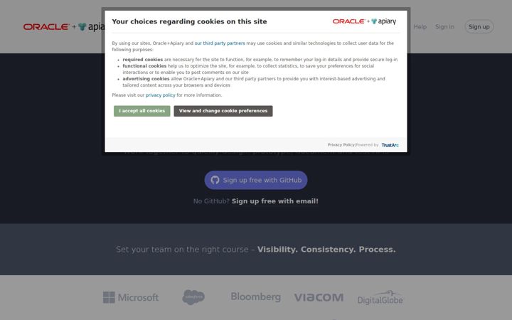 Screenshot von apiary.io