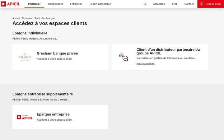 Screenshot of apicilconnect.fr