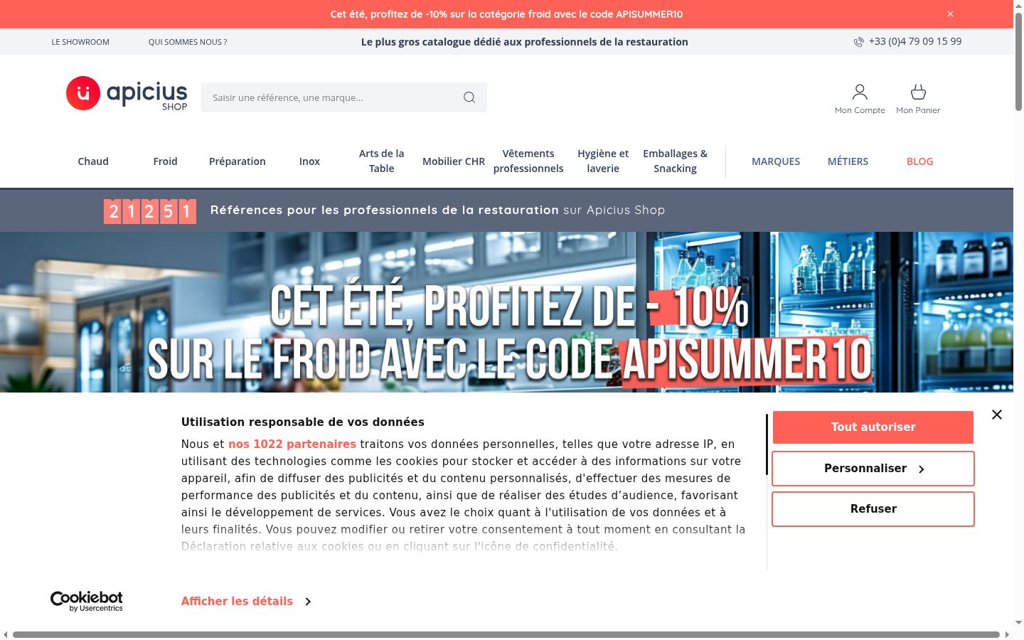 Screenshot of the consent banner shown before any interaction