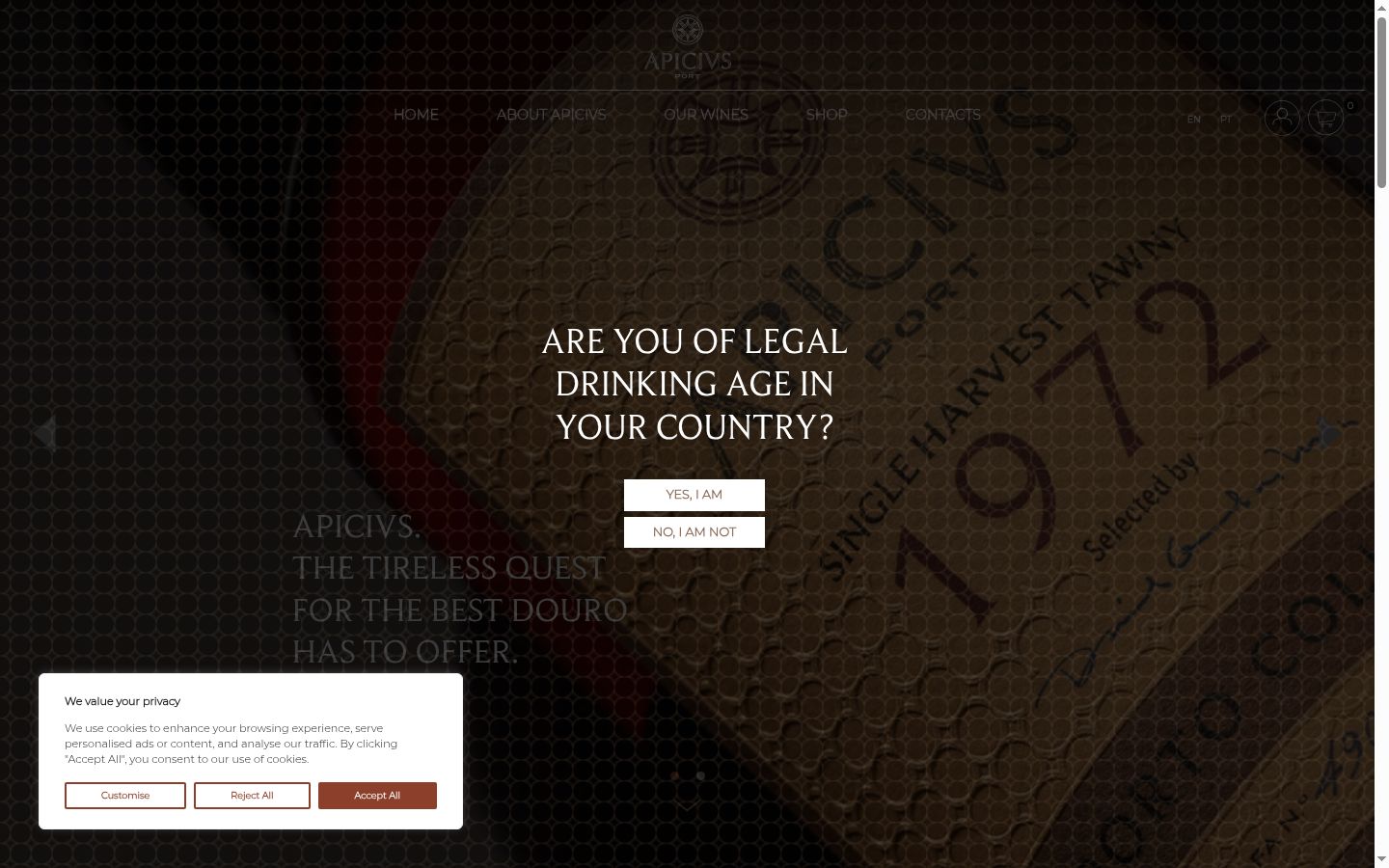 Screenshot of the consent banner shown before any interaction