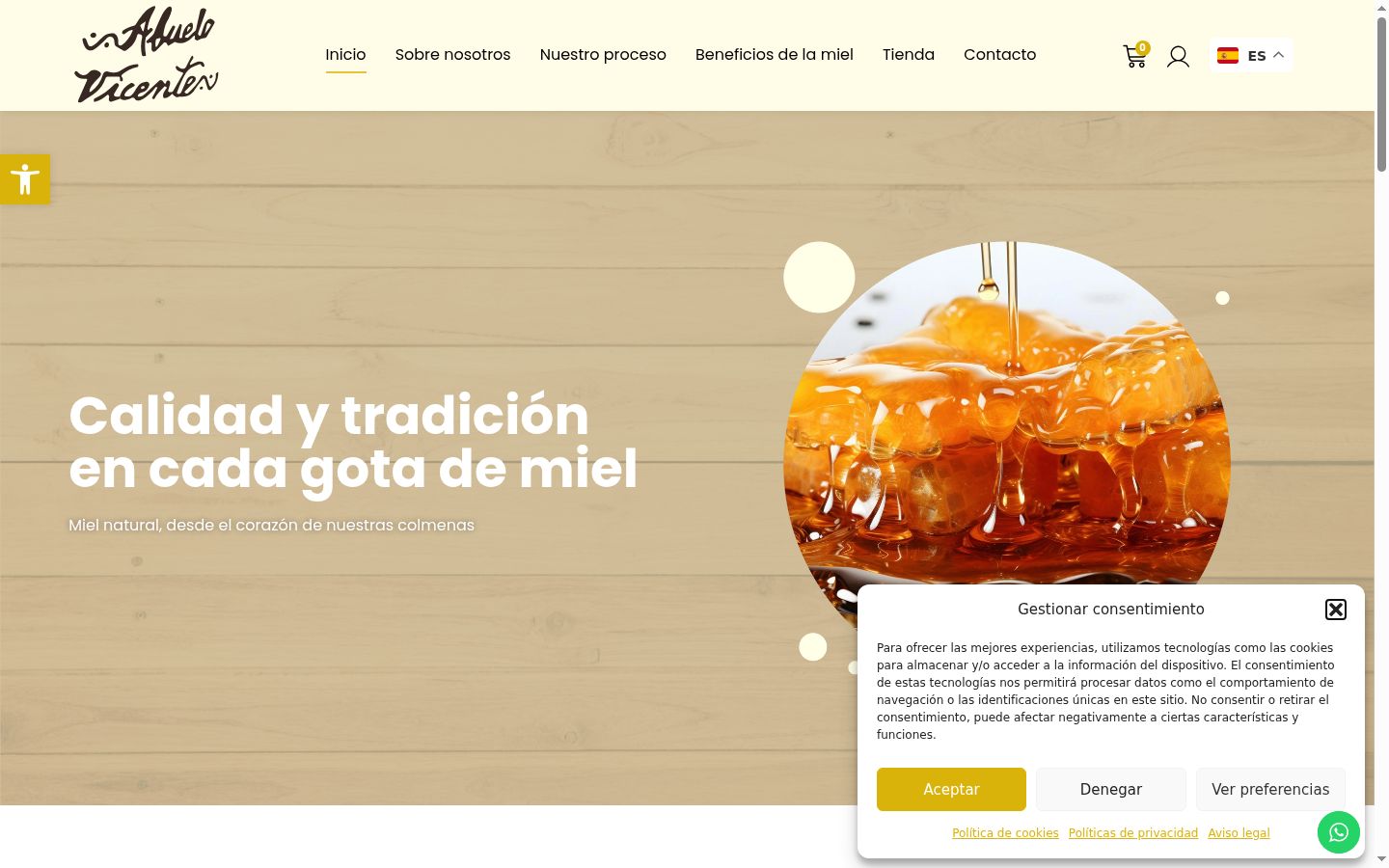 Screenshot of the consent banner shown before any interaction