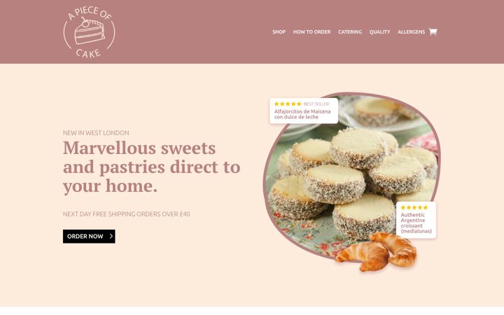 Screenshot of apieceofcakelondon.com