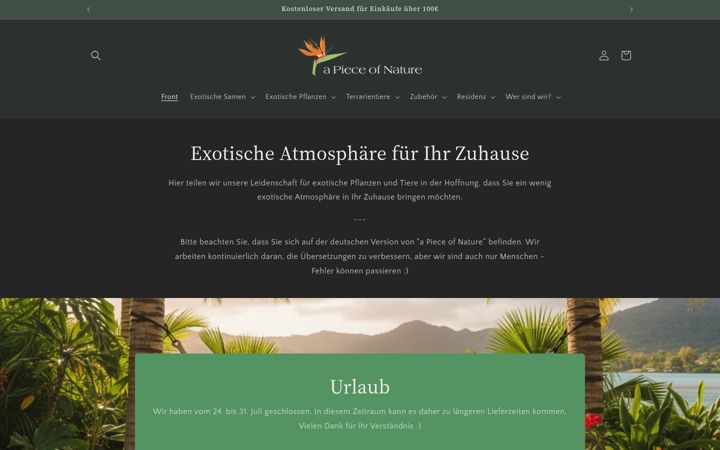 Screenshot of apieceofnature.eu